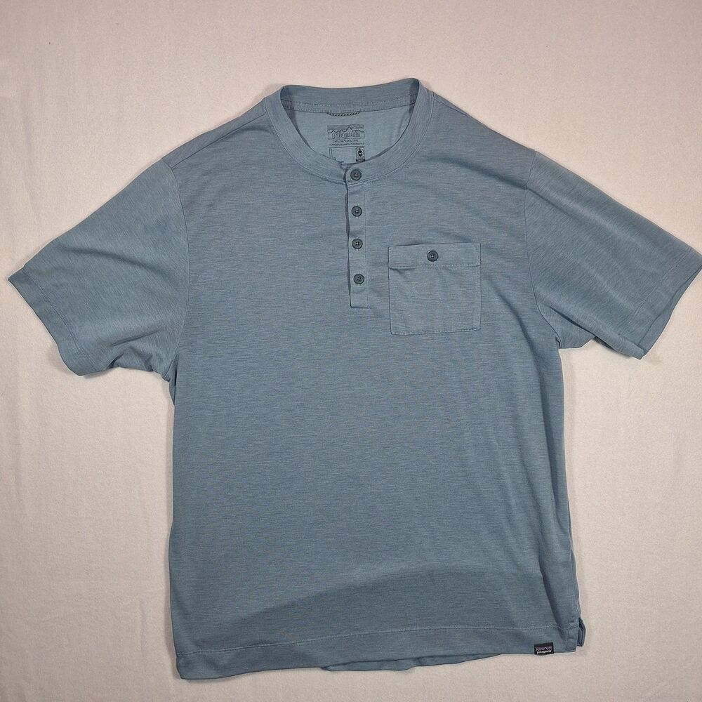 Patagonia Capilene Shirt Mens Large Blue Cool Trail Henley Performance Button